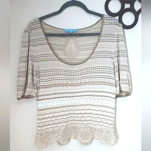 ❄️Antonio Melani Cream Short Sleeve Blouse (L)